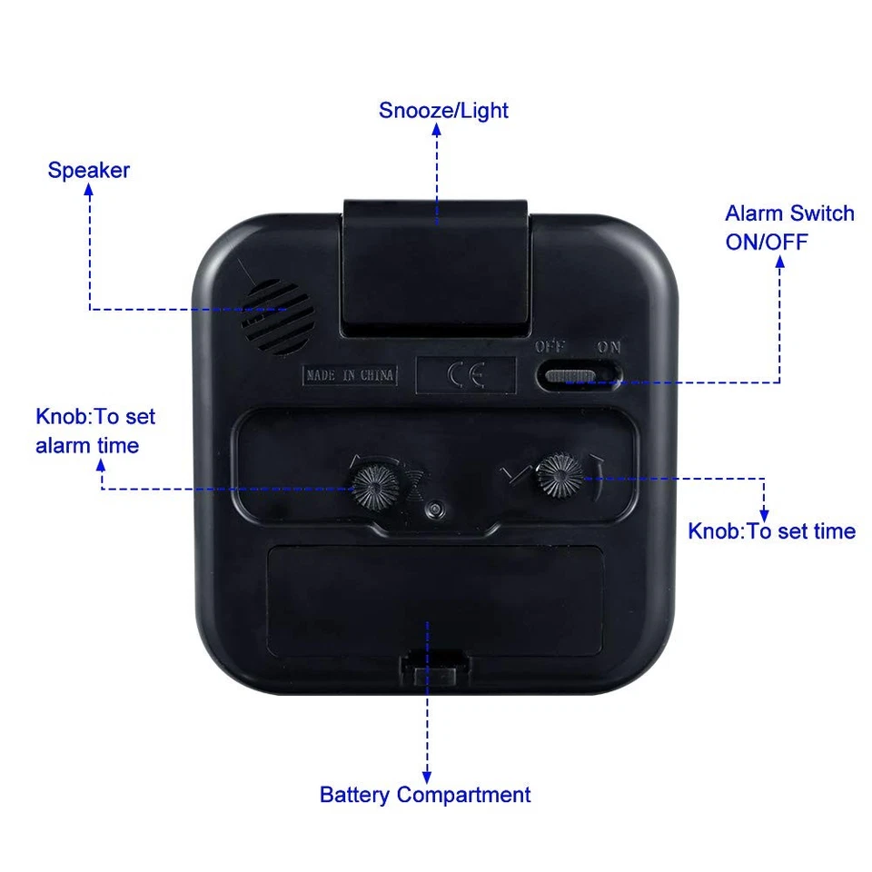 Small Battery Operated Analog Travel Alarm Clock Silent Non Ticking, Gentle W... - Image 4 of 4