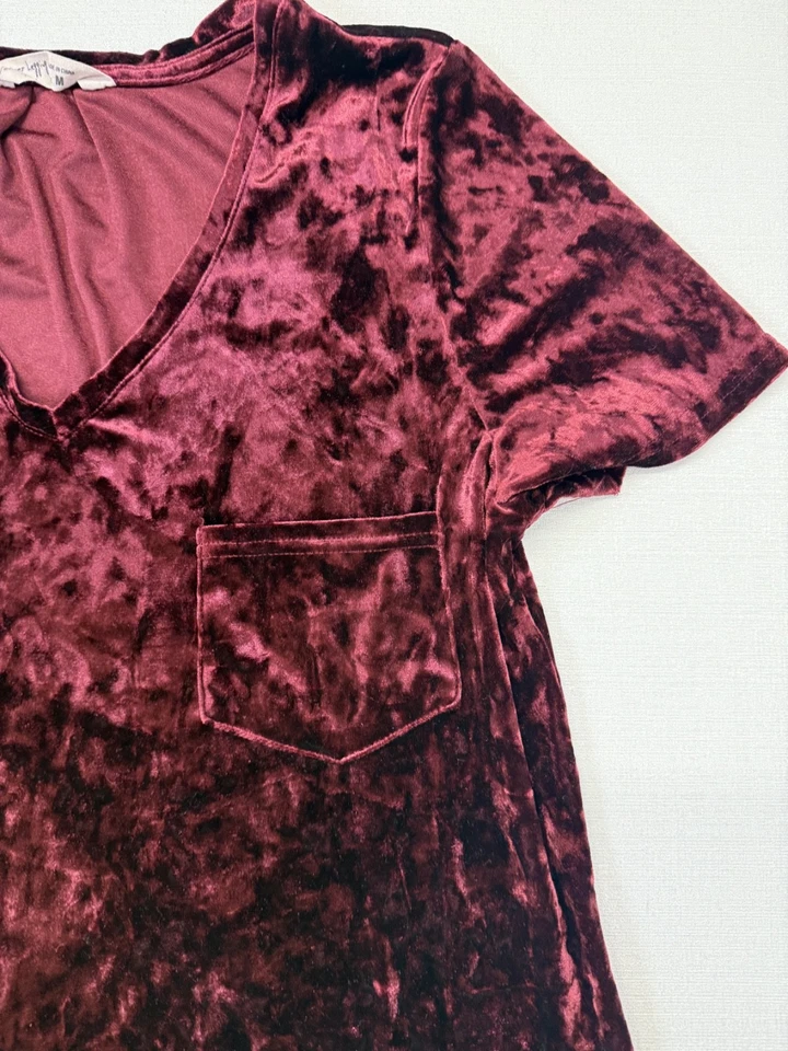 Spring & Mercer Crushed Velvet Legging Tee Tunic Sz Med Garnet Witchy Whimsigoth - Image 4 of 4