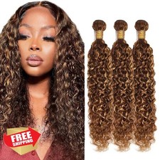 3pk Blonde Water Wave Human Hair, 20-24 Inch P4/27 Highlight Remy