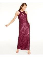 MORGAN & CO Womens Sleeveless Halter Full-Length Evening Shift Dress