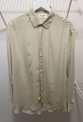 ENDS JULY 10 SAINT LAURENT Pois Shirt In White SIZE 40