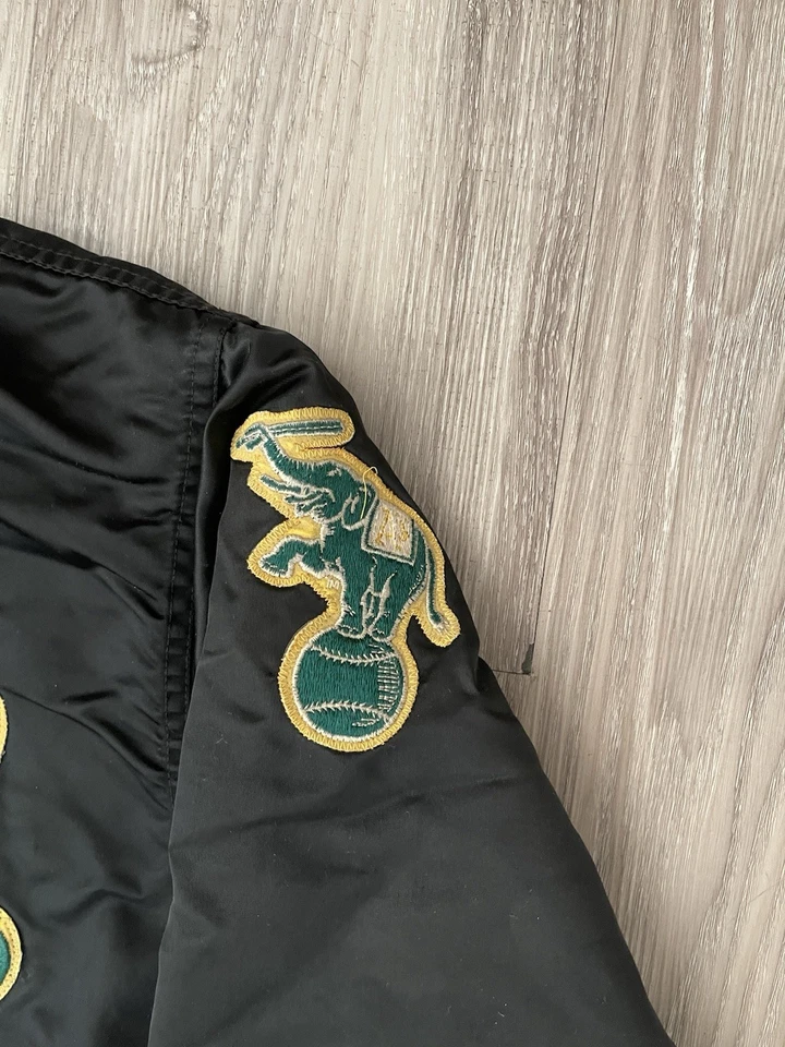 Vintage 80s Starter Oakland Athletics A’s Satin Jacket BLACK Men’s Size XL RARE! - Image 3 of 4