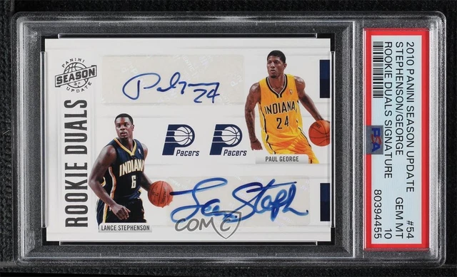 2010-11 Season Update 84/99 Paul George Lance Stephenson PSA 10 GEM MT Auto 14t3
