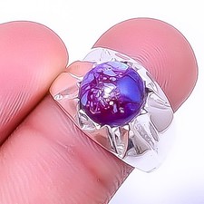 Copper Purple Turquoise Gemstone 925 Sterling Silver Solitaire Ring s.7.5 A36
