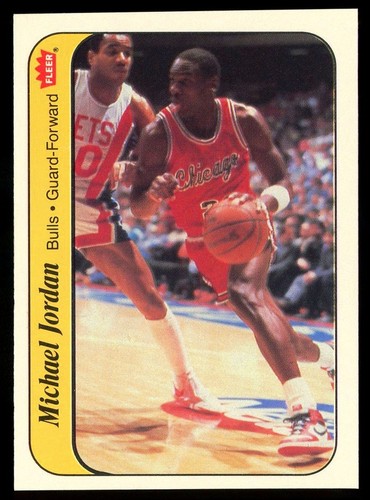 Michael Jordan 1986 Fleer Sticker Rookie RC 8 BULLS HOF