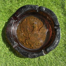 Vintage Tiara Indiana Glass American Eagle 9.5” Amber Ashtray