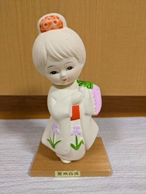 Bosu Shirahama Japanese Girl Doll Washi Ceramic Souvenir Collectible