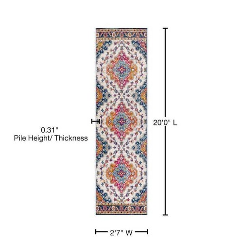 Colorful 2 x 20 ft Non Slip Long Runner Rug For Hallway Kitchen Clearance Sale - Picture 10 of 10