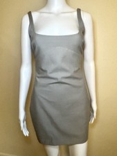 90s Minimalist Gray Square Neck Tank Mini Dress M Bodycon Neutral Zara