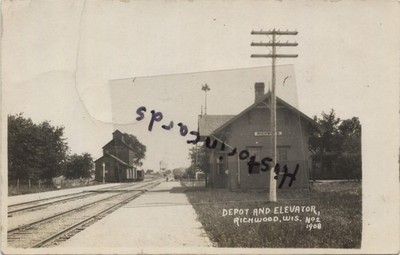 RP Richwood Wisconsin RR Railroad Depot 1908 WI