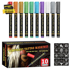 Temporary Tattoo Markers for Skin  10 Body Markers  15 Large Tattoo Stencils 