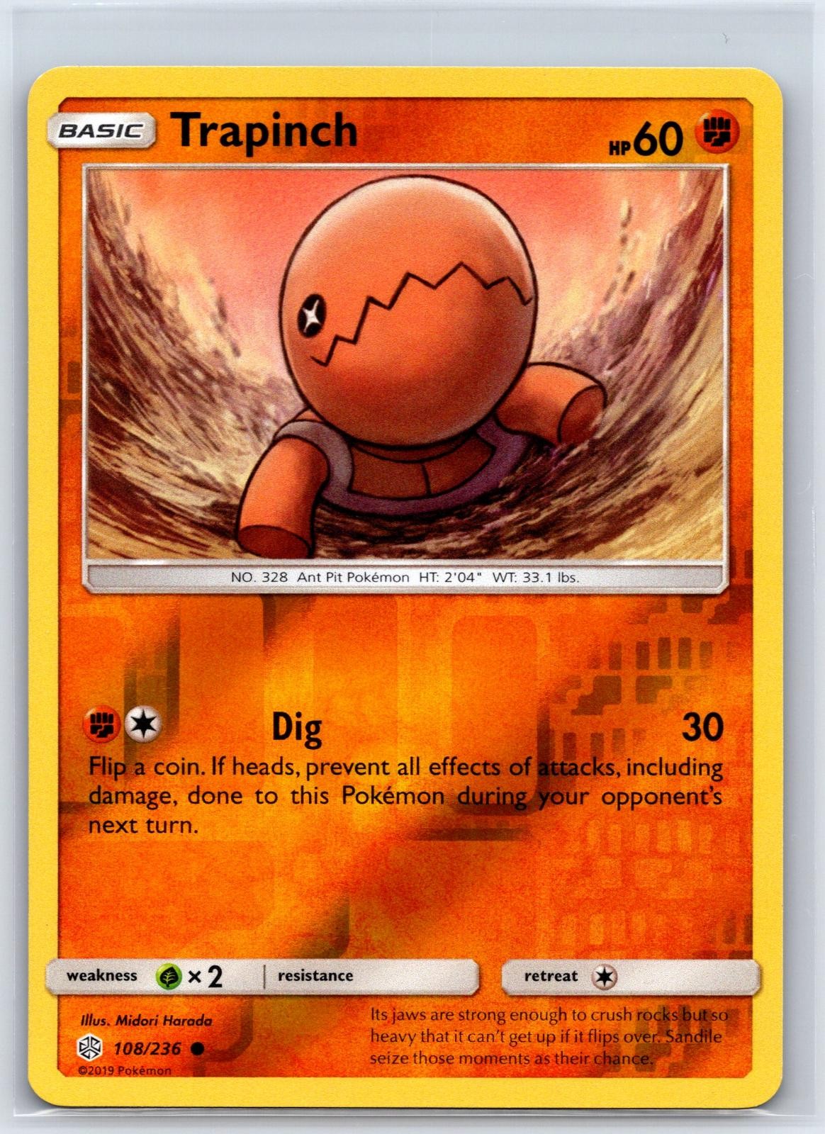 Trapinch 108/236 Common Cosmic Eclipse Pokemon Reverse Holo NM/M 605b-1