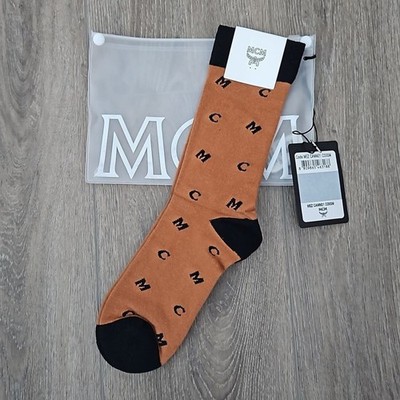 MCM intarsia monogram socks cognas/black woman s/m