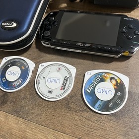 Sony PSP 1001 Console w/OEM Charger, Mem Stick Case, 2 Games, Movie Tested Works