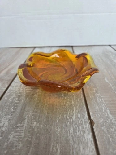 Vintage Fenton Amberina Ashtray Trinket Dish