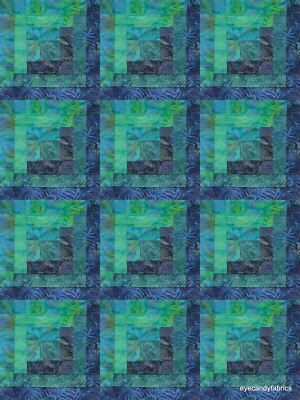 Kit De Couette Cabane En Rondins 12 Blocs - Tissu Batik Pacific Nights, 100% Coton, Neuf