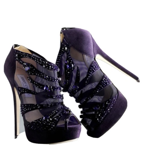 Jimmy Choo Horno Violeta Cristal Gamuza Tacón Alto Zapatos De Salón 38  euros | eBay