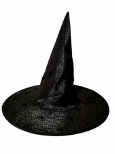 Black Spiderweb Halloween Witch Hat 18 in