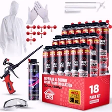 Spray Foam Insulation Kit (18 PK Kit-30oz) Expanding Sealant, High Density