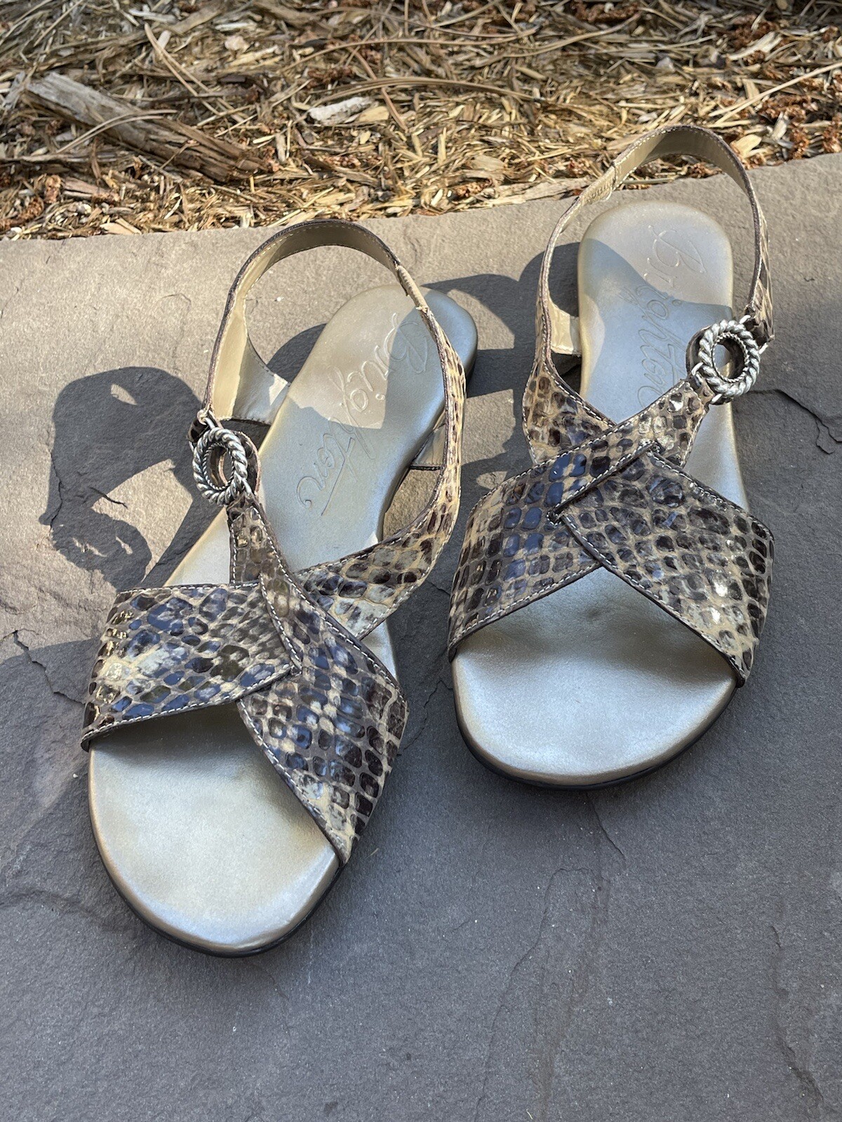 Brighton Coast Sand Python Pattern Sandals No Dam… - image 1