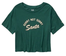 VICTORIAS SECRET PINK NOT SORRY SANTA CROP SHORT SLEEVE SHIRT XS S M L XL NWT