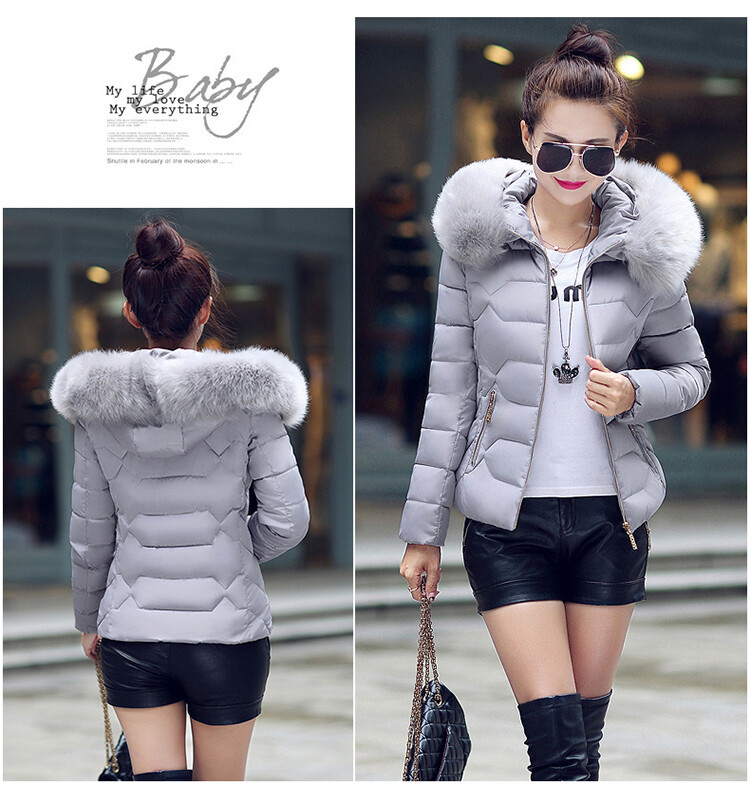 Winter Women Down Cotton Warm Jacket Slim Short Fur Collar Winter Women Down Cotton Warm Jacket Slim Short Fur Collar