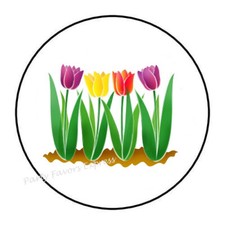 30 TULIPS ENVELOPE SEALS LABELS STICKERS PARTY FAVORS 1.5" ROUND