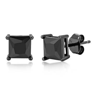 0,50 ct. runde Ohrstecker aus schwarzem Onyx ~ schwarz rhodiniert