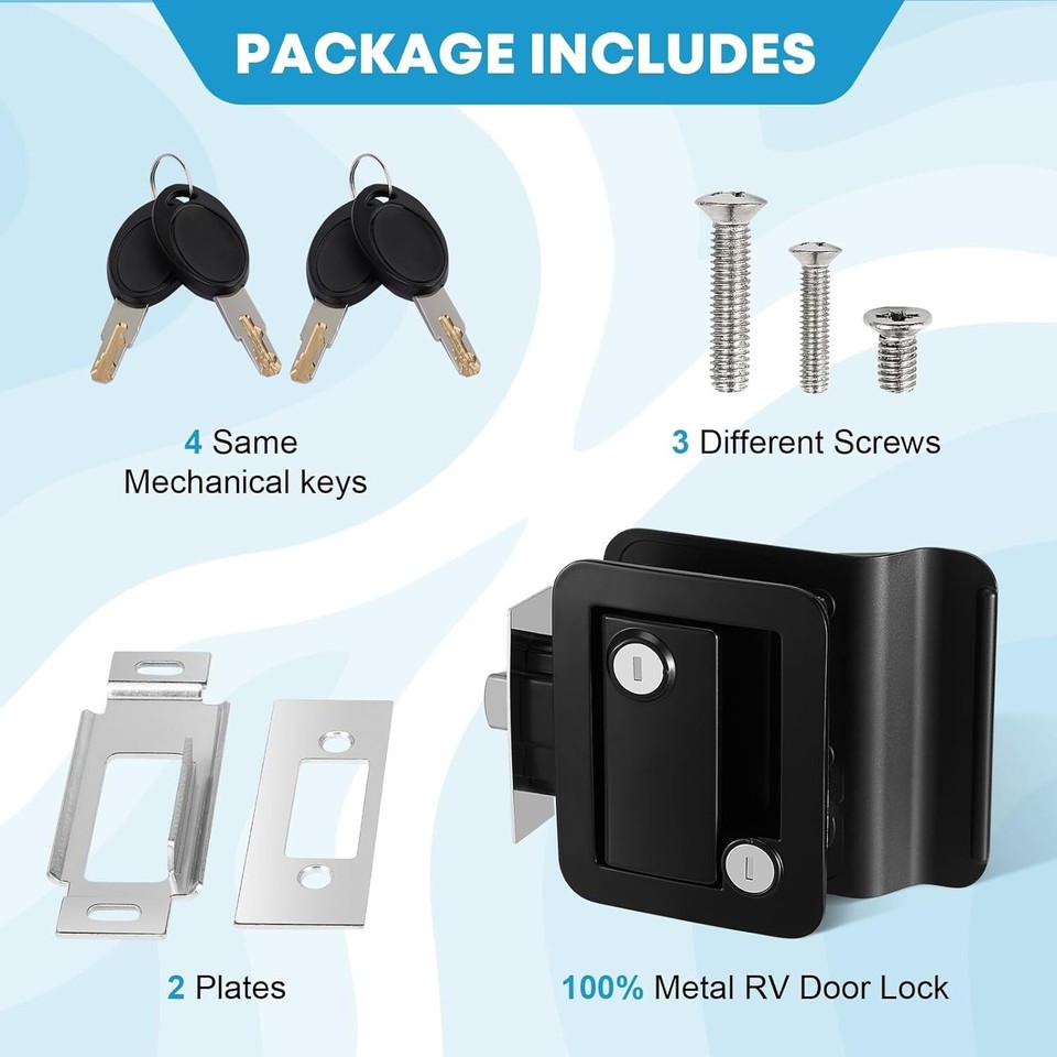2X Black RV Paddle Entry Door Lock Latch Handle Knob Deadbolt - Foto 12