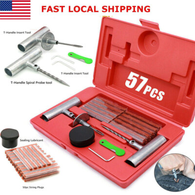 #ad 57PCS Car Tire Repair Tool Heavy Duty Flat Tire Repair Kits Plug Patch Truck Kit $16.66