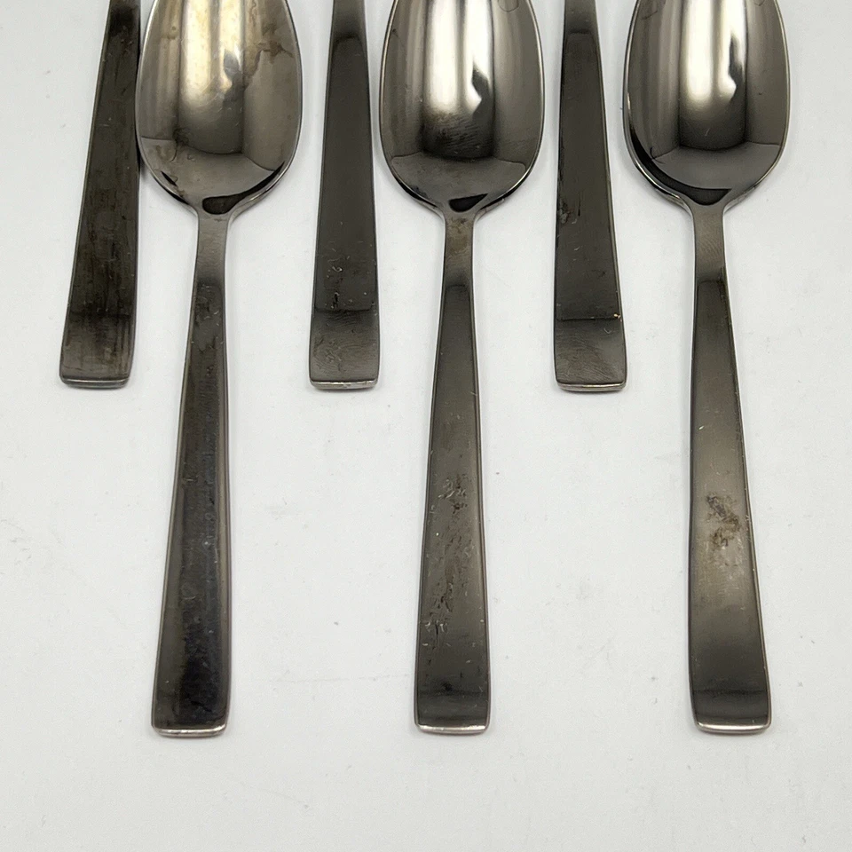 Sambonet Italy PVD Black Glossy Teaspoons 5.5" Stainless Steel 6Pc Set Modern - Image 2 of 4