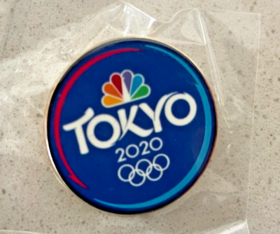NBC Tokyo 2020 Olympic Media Pin Badge Round Blue -- new in