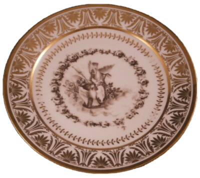 Antique 18thC La Courtille Porcelain Love Scene Plate Porcelaine Locre Assiette