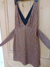 Urban Outfitters UO Size S Crossed Strap Mini Dress 60s Patterned Glittery Disco