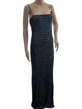 VTG Jessica McClintock Gunne Sax Formal Blue Sparkle Open Back Maxi Dress 9