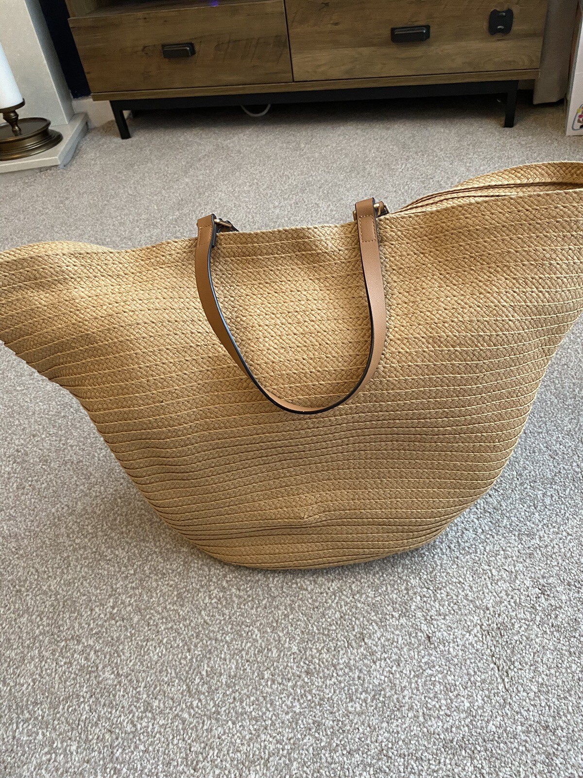 H&M Straw Tote Bag Large Straw Shopper Bag eBay