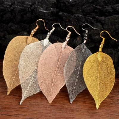 Boucles D'oreilles Filigrane Feuilles Arbre - Bijoux Femme Argentés - Neuf Sans Boîte