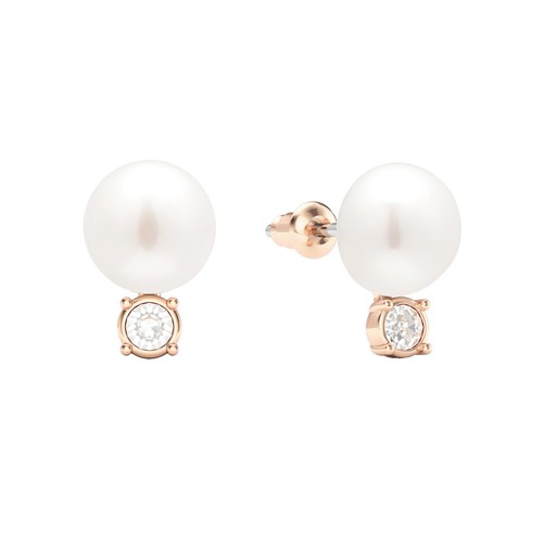 Boucles D'Oreilles Vintage Louis Rousselet - Perles Nacrées, Clips Laiton Doré - Occasion