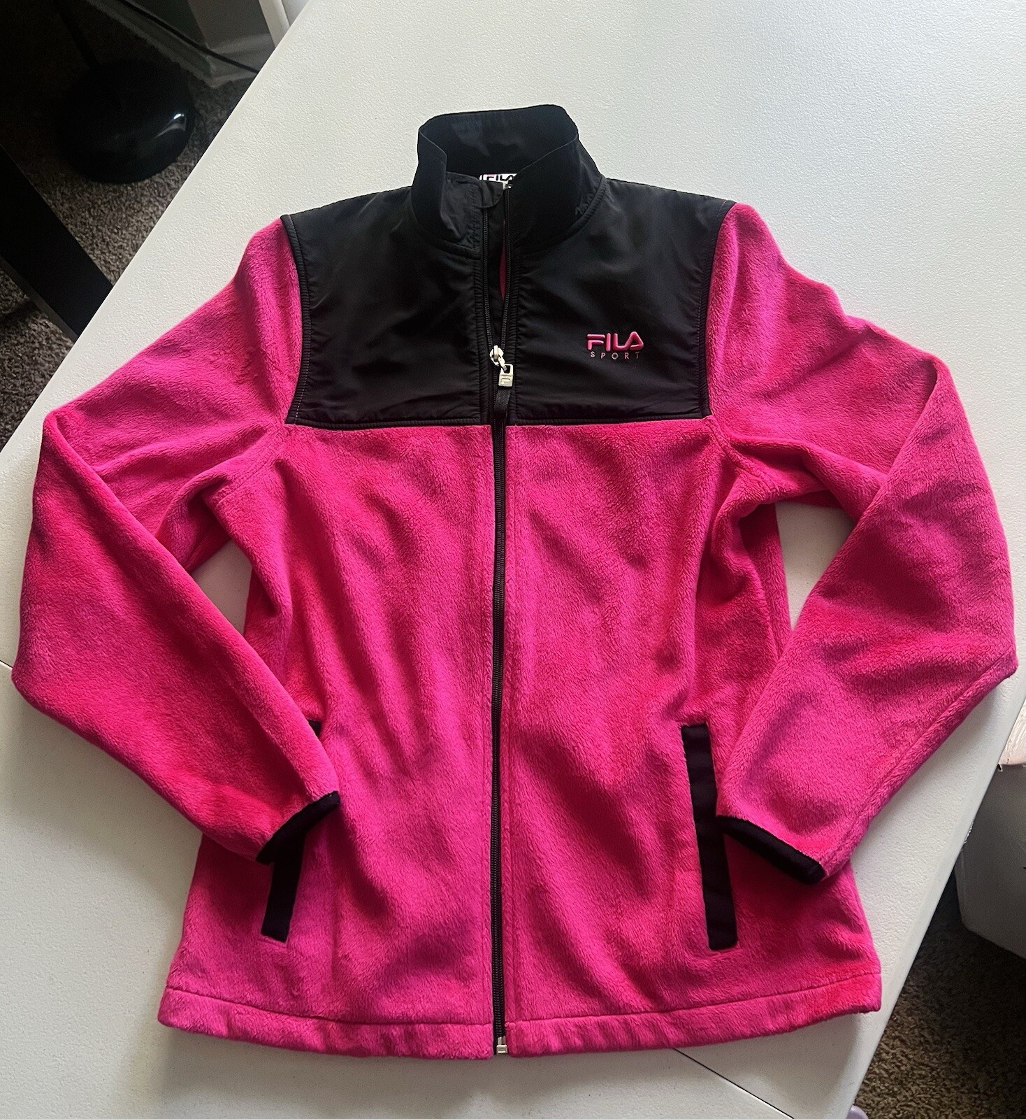 Giacca pile donna Fila Sport taglia XS ROSA full zip con tasche!