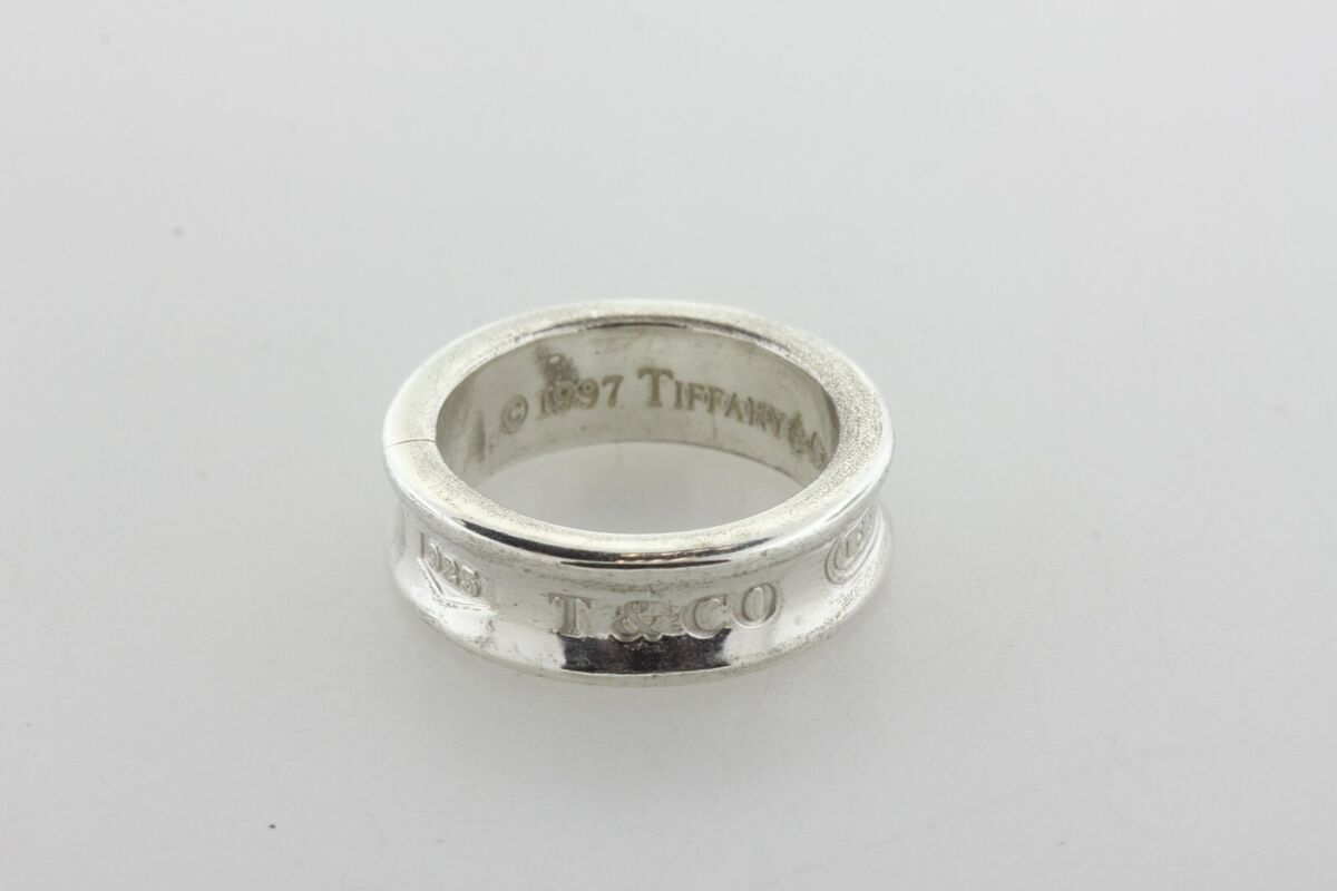 Tiffany & Co. Sterling Silver 925 1837 Thick Narrow Concave Tiffany & Co. Sterling Silver 925 1837 Thick Narrow Concave