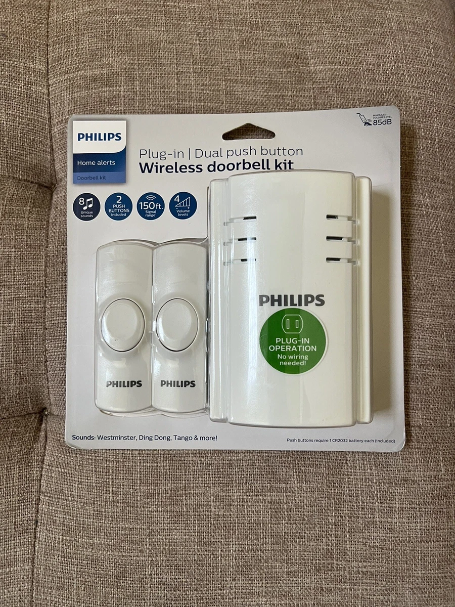 Philips Plugin 2Melody Doorbell Kit, White, DES2120W/27, 45 OFF