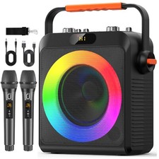 FanFun Portable Karaoke Machine for Adults  Kids Bluetooth Speaker w/ 2PCS Mics
