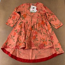Garnet Clothing Womens Wrap Dress Orange Floral Pleated V Neck Tassels Tie S New