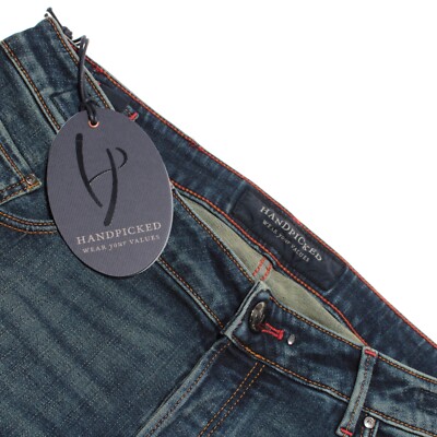 Handpicked NWT Denim Jeans Size 36 US In Blue w/ Fading Cotton Blend