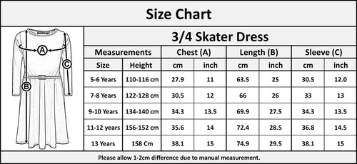 Girls Skater Dress Kids Party Fashion Dresses With Free Belt 3/4 Sleeves 7-13 Yr - Picture 3 of 17