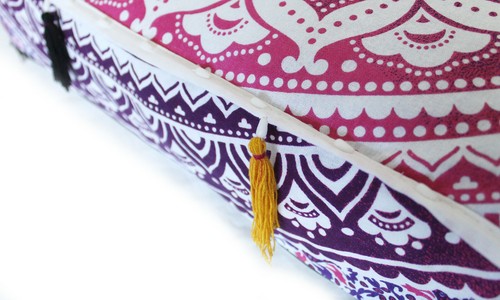 New 22X22X4" Square Pink Ombre Mandala Floor Decorative Cushion Cover Throw - Picture 3 of 4