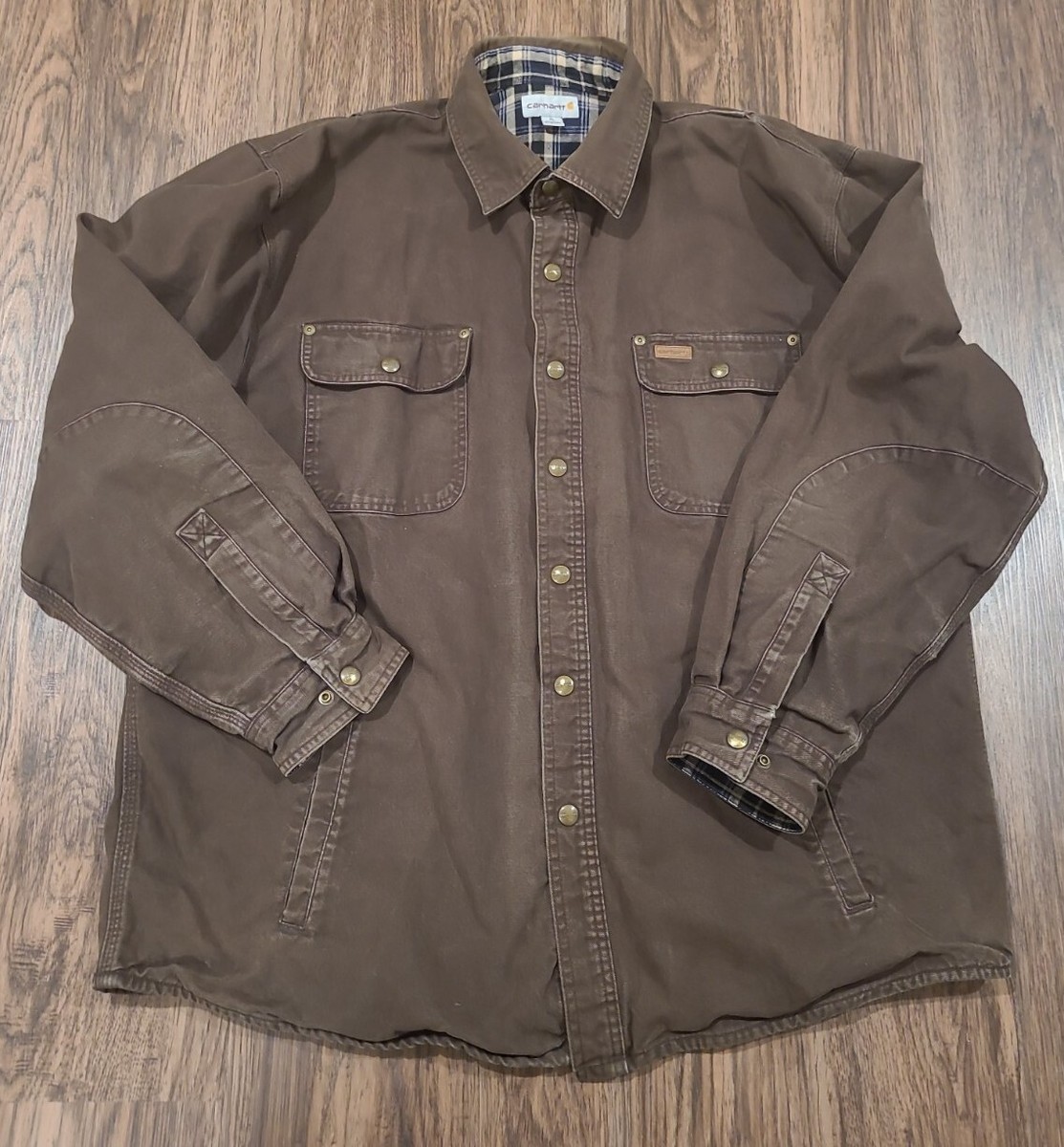 Carhartt Flannel Lined Jacket Mens XL Brown Canvas Workwear Carhartt Flannel Lined Jacket Mens XL Brown Canvas Workwear