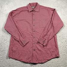 Kenneth Cole Reaction Shirt Men's Large Regular Fit Non Iron Cotton Check Red