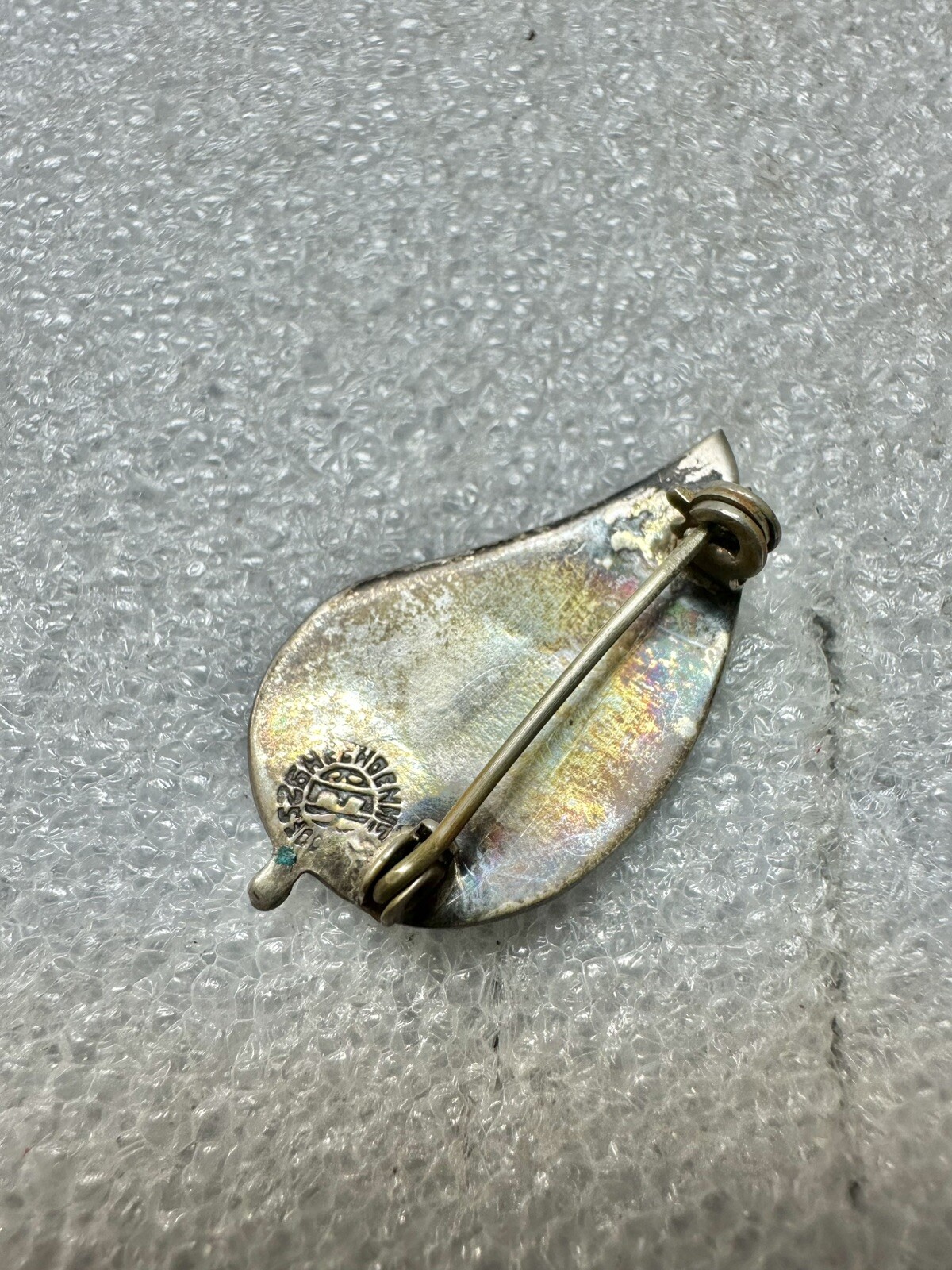 Abalone Shell Leaf Shape Sterling Silver 925 Irid… - image 4