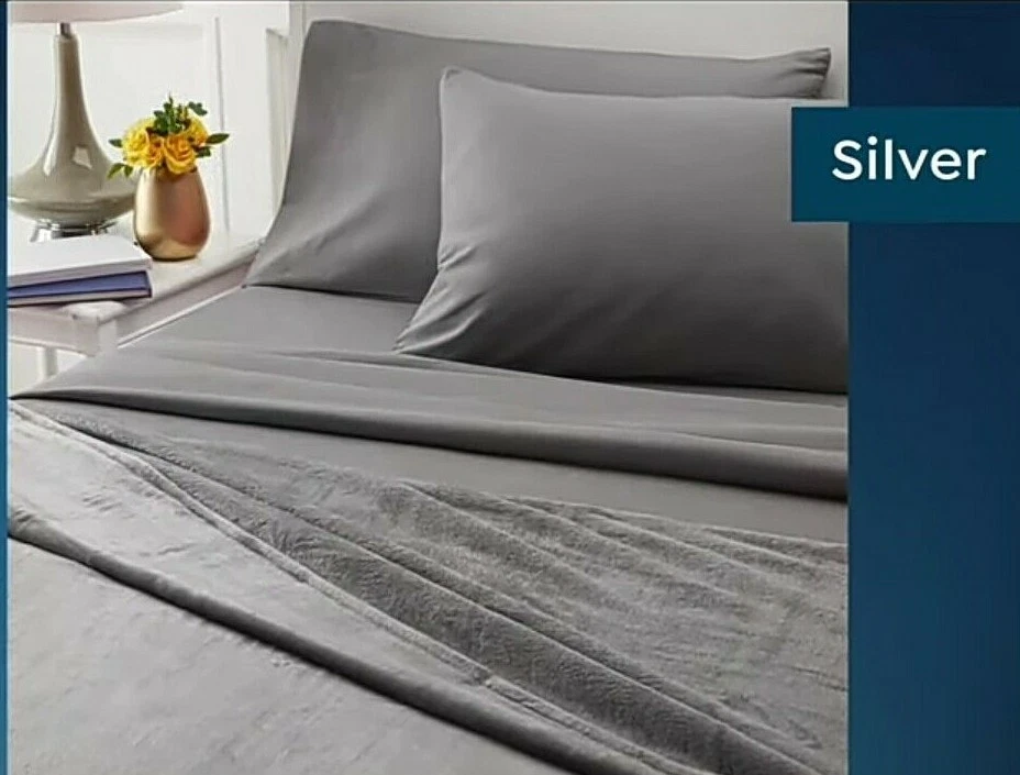 South Street Loft Blanket and microfiber Sheet Set Silver Twin XL